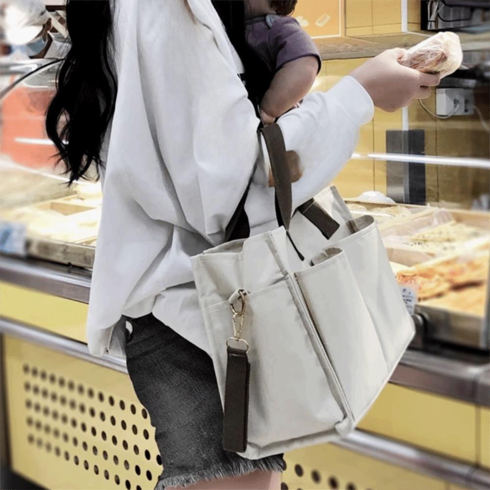 Korean Style Mommy Bag Large Capacity Adjustable Shoulder Strap Diaper Bag Multi-compartment Casual Going Out Messenger Bag