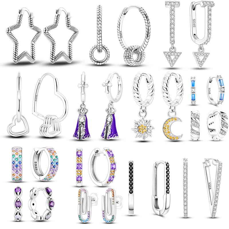 

Серебряные серьги 925 пробы, серьги со звездами и серьги-гвоздики в форме сердца, новогодние украшения для помолвки, серебряные серьги 925 пробы на день святого Валентина для женщин