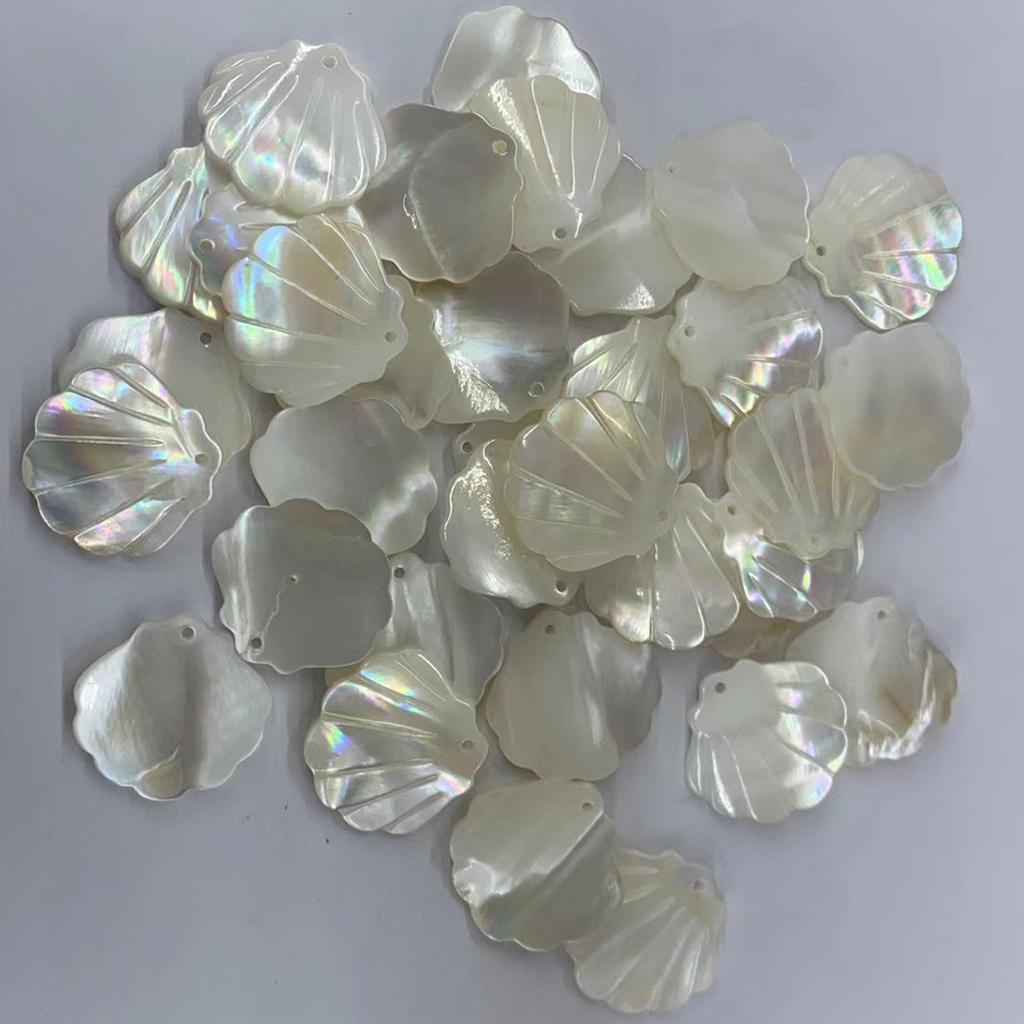 2 Stück/Packung Natürliche schillernde Perlmutt-Jakobsmuschelschalen-Anhänger 20x21mm Einzelbohrung Weiße Muschelperlen Für Ozean-Thema DIY Ohrring Schmuckherstellung