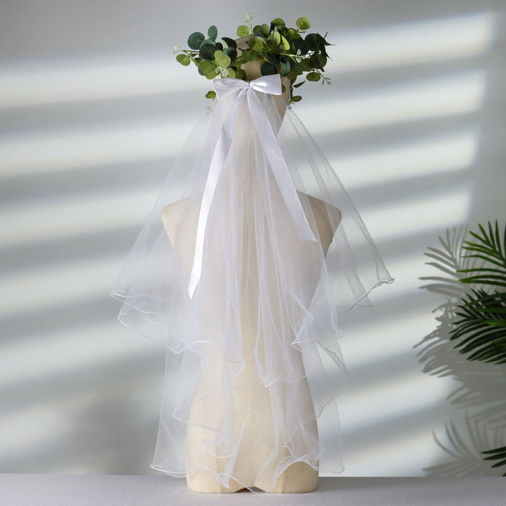 Accessories Short Simple White Ivory Two Layer Wedding Veil Women's Tulle With Comb Bridal Veil