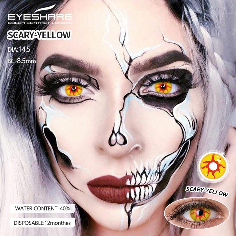 Eyeshare 2 stücke Geist Gelb Auge Farbige Kontaktlinsen Vampire Für Halloween Jährliche Cosplay Kontaktlinsen