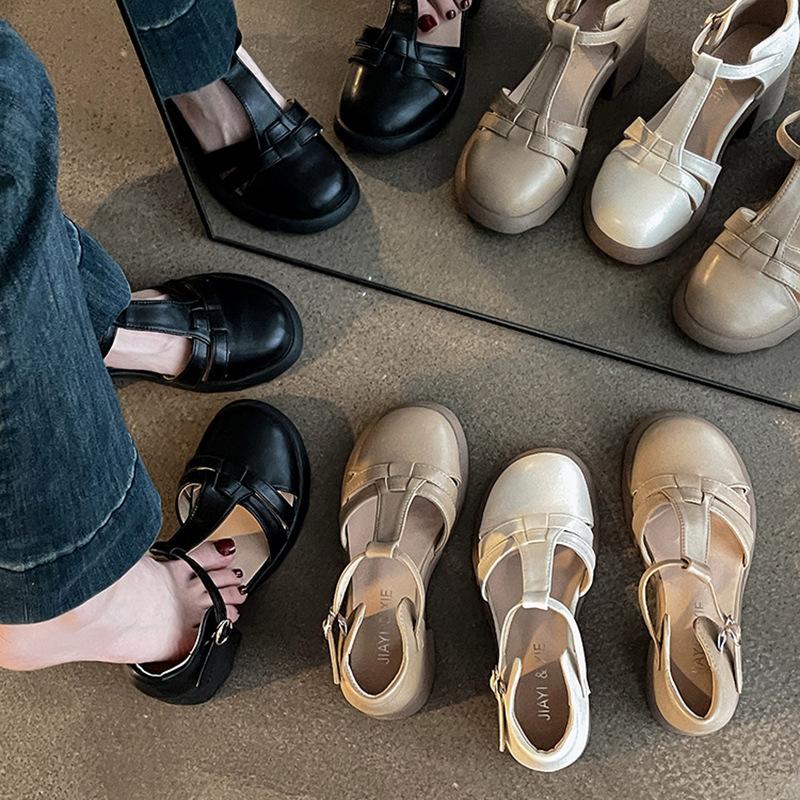 Retro Mary Jane Sandalen Damen Sommer neue Kleidung vielseitig mit Rock Plateau-Sandalen