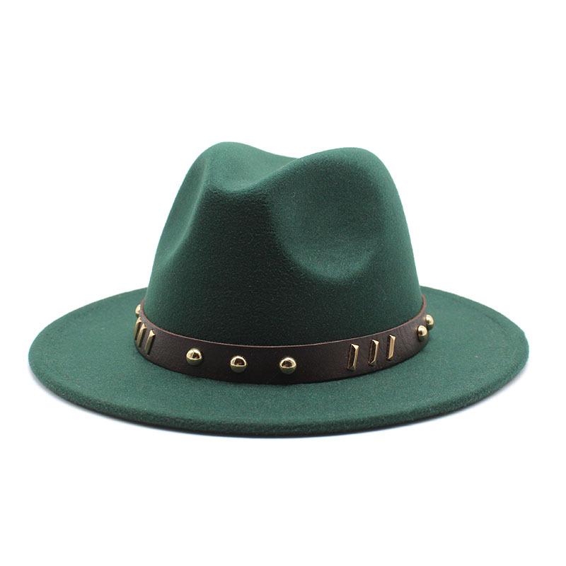 Belt Accessories Wool Top Hat Jazz Hat Vintage Black Wool Jazz Hat Flat-Brimmed Eaves Hat