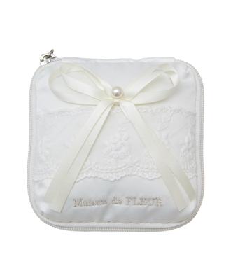 Maison De FLEUR Lace Frill Pouch, White, Size F, PouchDrawstring Bag, 08000503100