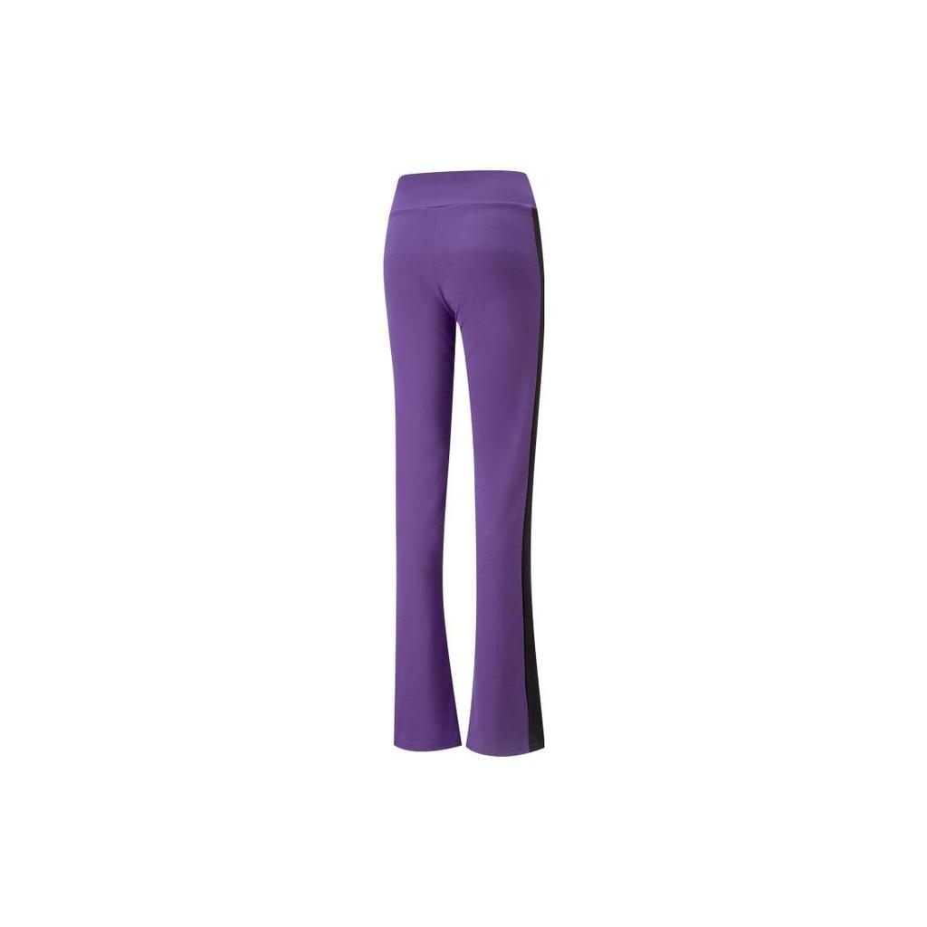 Puma Co-branded Colorblock Letter Logo Embroidery Knit Flared Pants Women Bottoms Deep-Purple Burgundy 536629-90