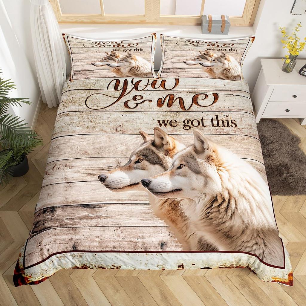 Wolf Bedding Sets Twin Queen King Size Wild Animal Theme Duvet Cover Set For Kids Teens Adults Room Decor 2 Pillowcases No Quilt