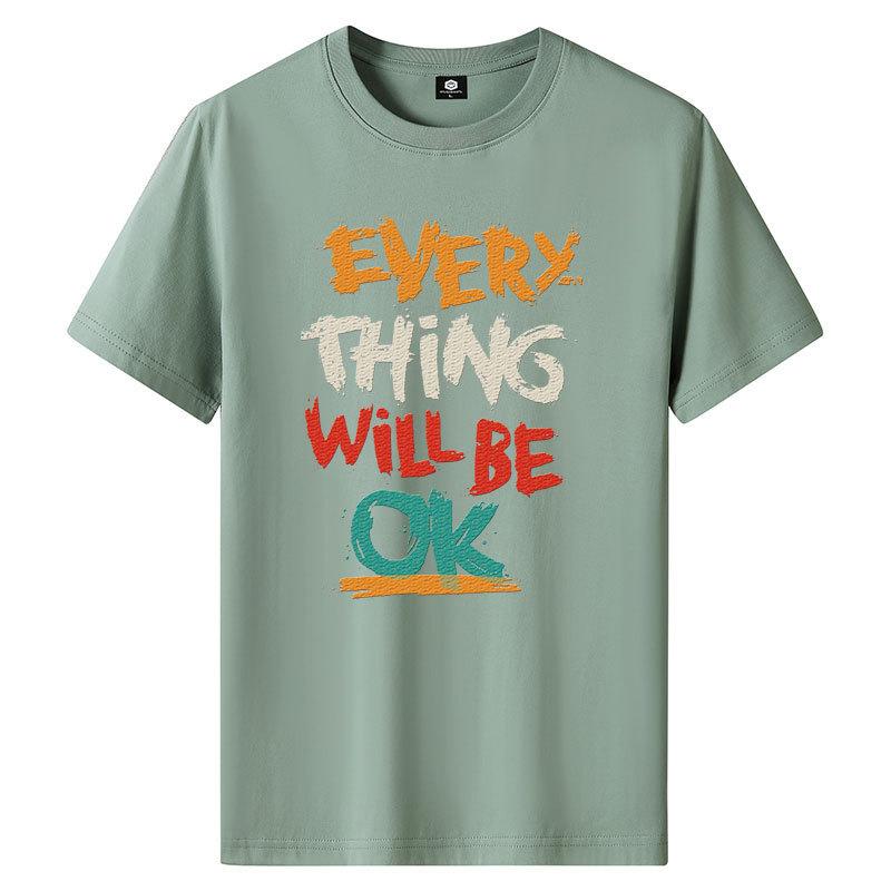 M-6XL Pure Cotton Mens Short-sleeved T-shirt Round Neck Boy Casual Tee Shirt