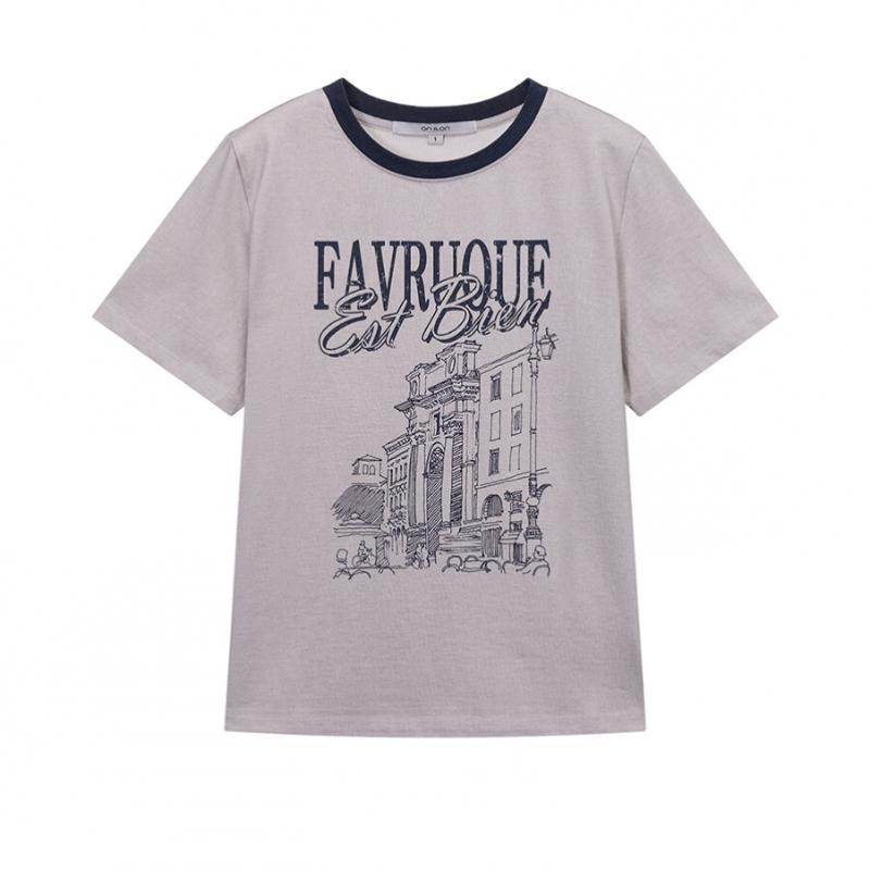 On On Neck cOnTrasT ArTwork T shirT New6me424
