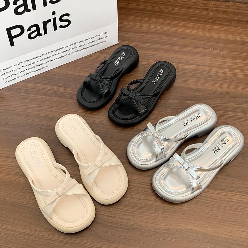 Niche low-heeled slippers women's spring new soft bottom word with casual fairy sandals tide