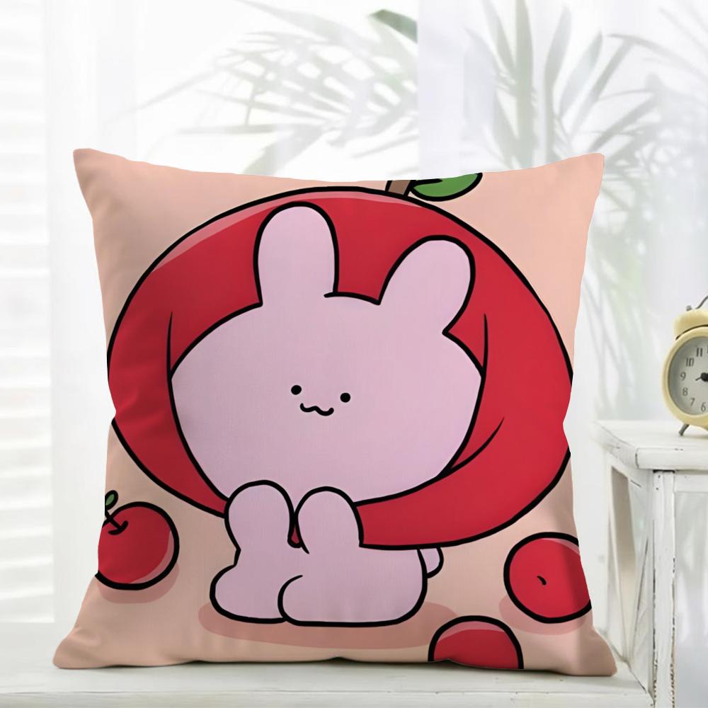 Asamimichaan Asleep Cute Asamimi Cushion Cover comfort Daily Washable Linen Soft  for Sofa Bed Home Room Decor