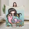 Cute S-Santorod Girl Cartoon Wool Blankets  Custom Throw Blanket for  Sofa Bedding Lounge 200x150cm Bedspreads