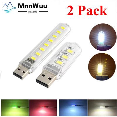 Lampada da lettura Mini USB da 2 pezzi Lampada da lettura USB ultra luminosa per luce notturna Protezione per gli occhi a LED Lampada da lettura per computer Power Bank Laptop Car