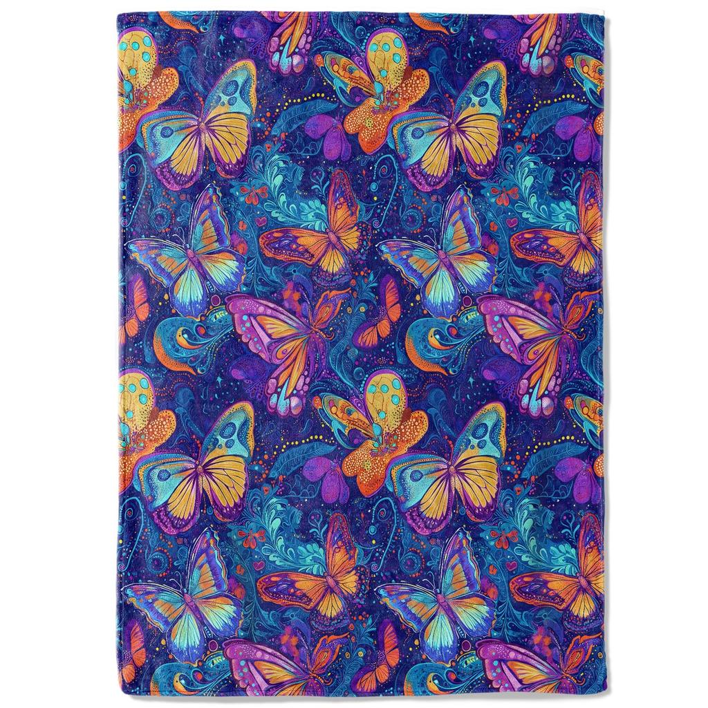 Super Soft Funny Butterfly Throw Blanket Cozy Fleece Fuzzy Plush Flannel Blanket for Travel Camping Living Room Sofa Decor Gift