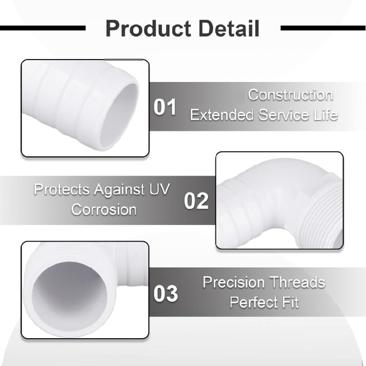 2pcs 90 Degree Plastic Elbow Connector Swimming Pool Pipe Fitting Equipment Corner Adapter for Standard 1 1/2 Inch Pool Hose And Pipe