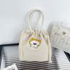 Drawstring Canvas Bucket Bag for Women, Small Corduroy Tote Pouch, Portable Makeup Bag, Snack Purse, Daily Handheld Bag CLE