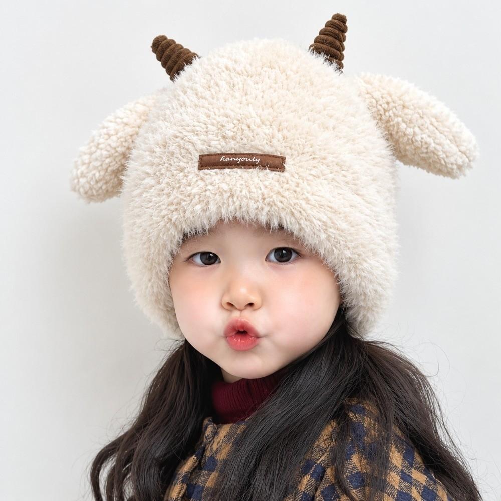 Thick Fleece Baby Winter Hat Sheep Styling Toddler Earflap Caps Soft Plush Bonnet Birthday Present