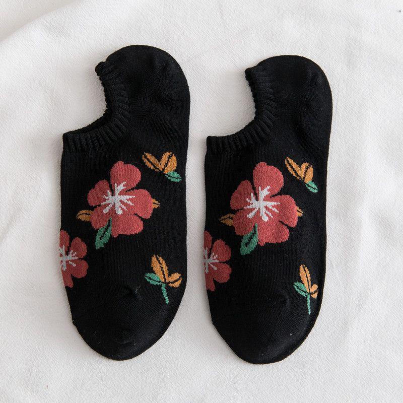 2025 New Women's Low-Cut Socks with Cartoon Flower Pattern - Versatile and Stylish Boat Socks