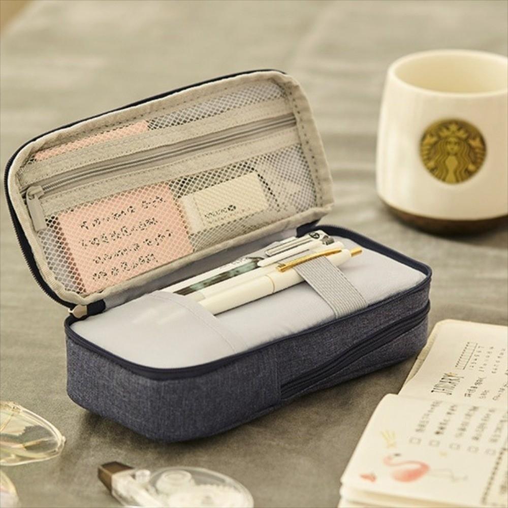 Double-layer Pen Storage Bag Simple Student Stationary Boxes Folding Pencil Case  Children