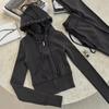 Y2K Hooded Sweatshirt and Slim Fit Pants Set - Streetwear Cropped Hoodie Tracksuit for Women, Trendy 2 Piece Outfit
