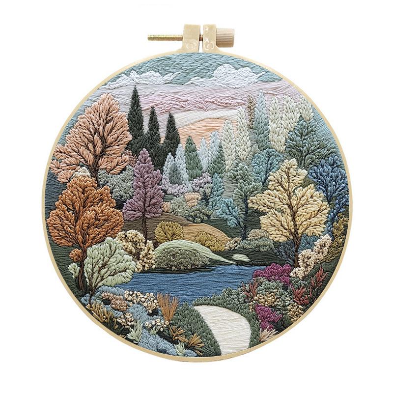 1pc Landscape and Forest Pattern DIY Embroidery Kit for Beginners