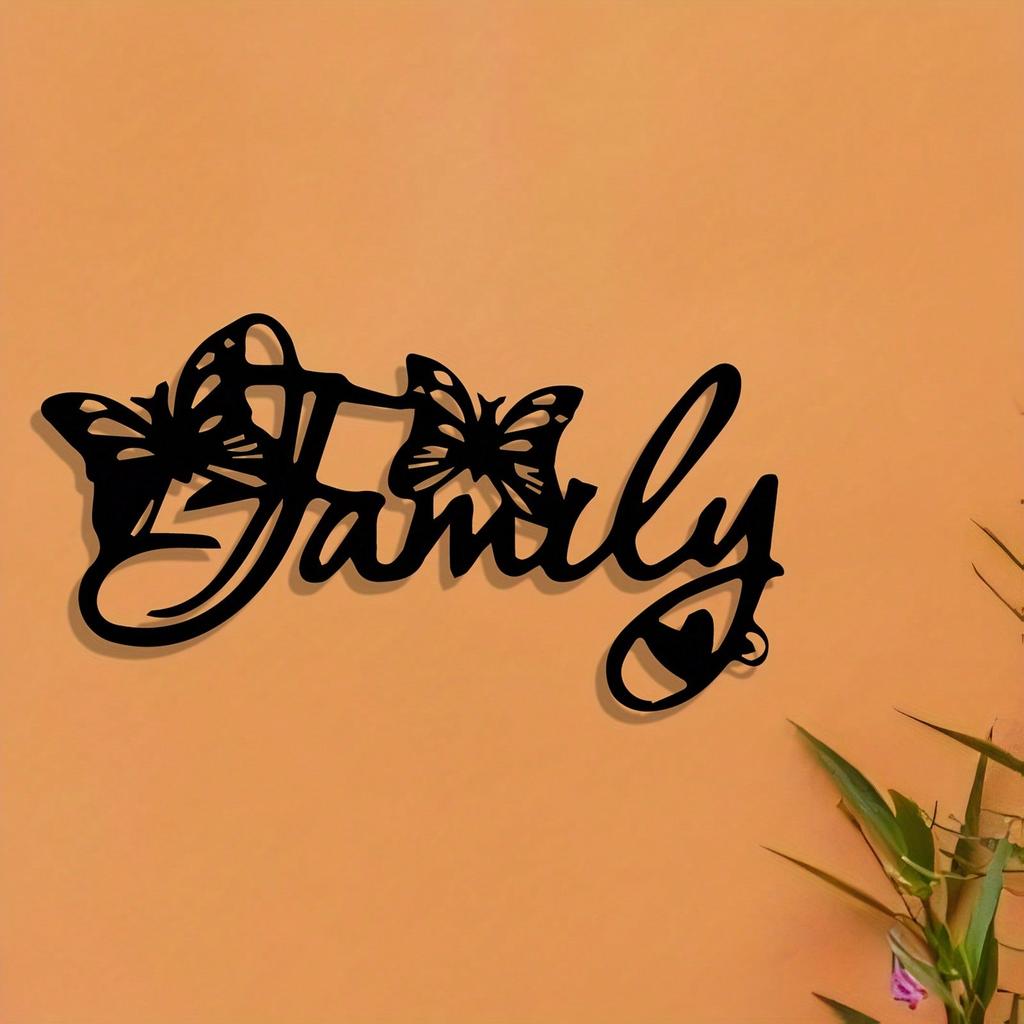 Elegant Family Metal Wall Art with Butterfly Sculpture Minimalist Home Decor Gift for Living Room Porch