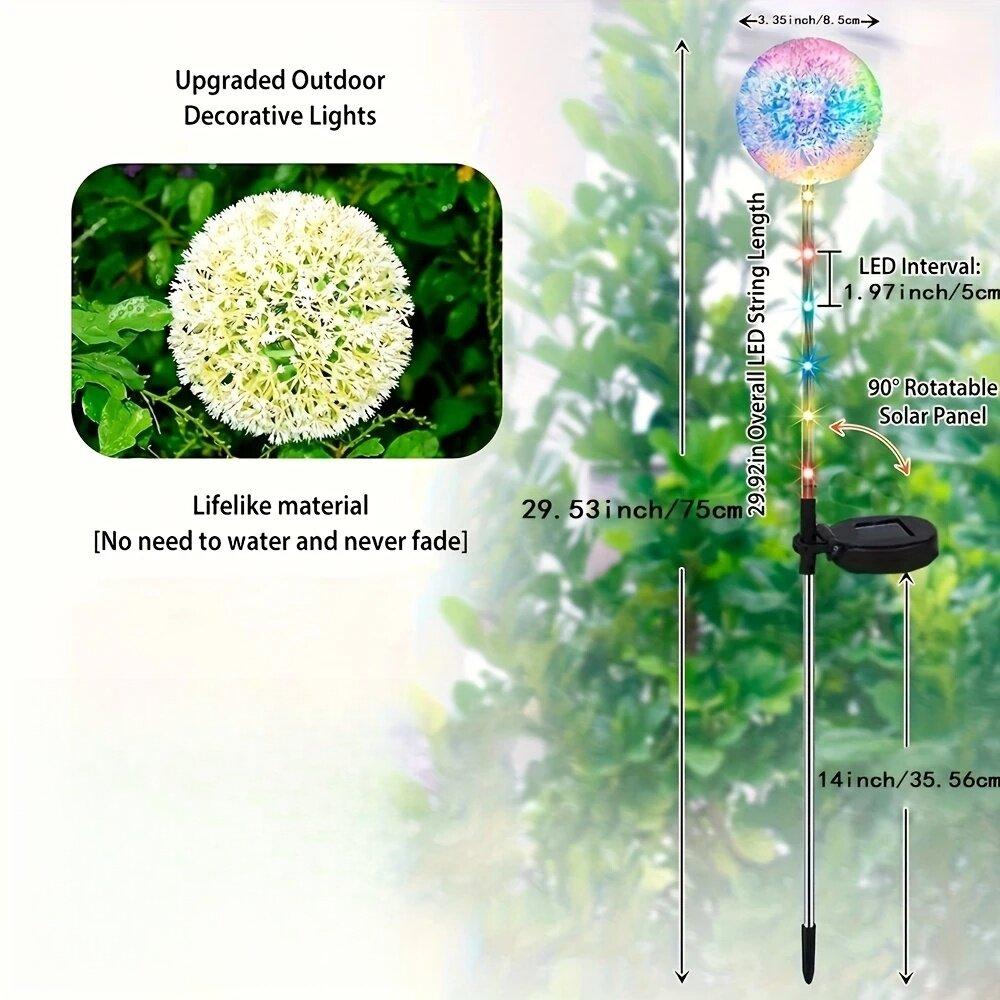 1PC 1-Head Solar LED Dandelion Light,Outdoor Decorative Lights,Artificial Flower Landscape Lighting For Garden,Lawn,Yard,Pathway