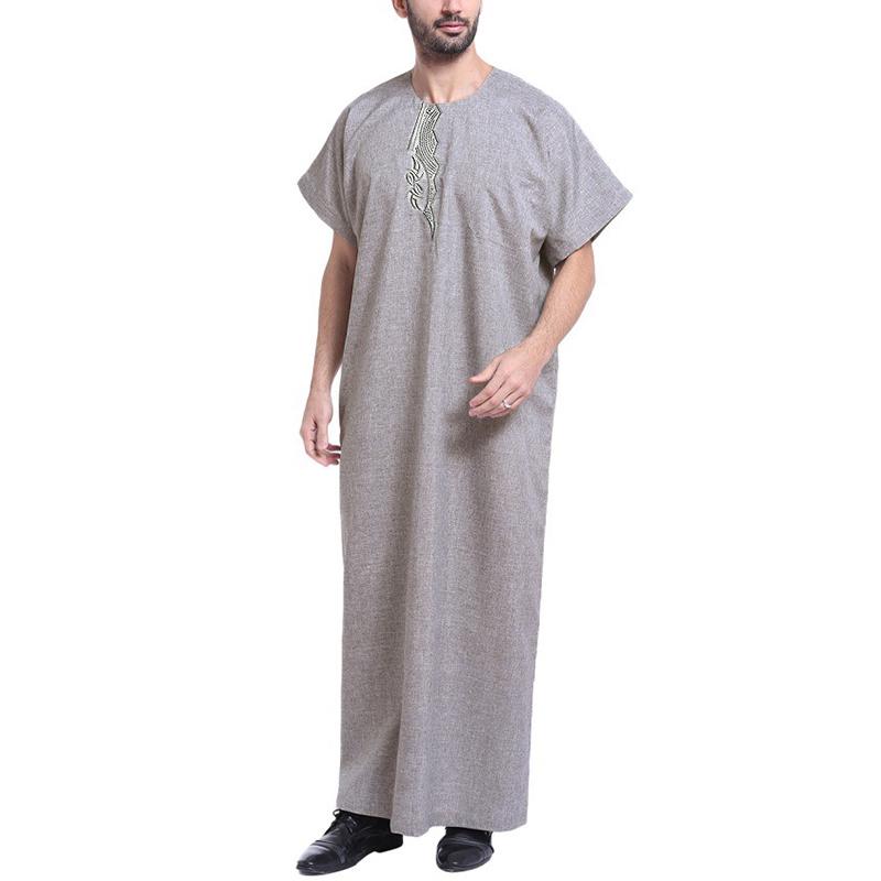 heymoney Mens Short Sleeve Muslim Dishdasha Islamic Arabian Kaftan Robe heymoney Mens Short Sleeve Muslim Dishdasha Islamic Arabian Kaftan Robe