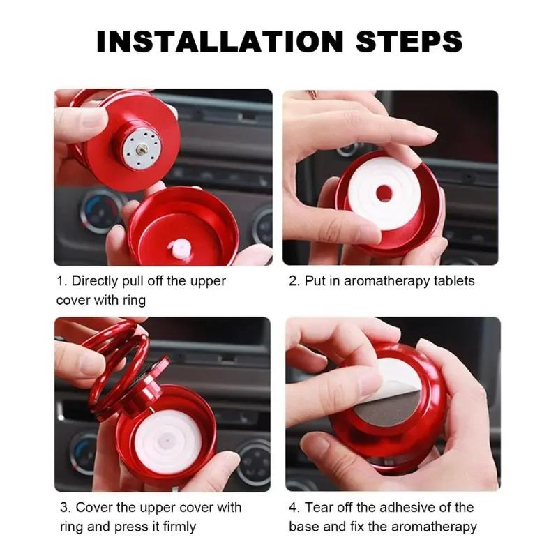 Solar Energy Double Ring Aroma Diffuser Solar Powered Car Air Freshener Rotating Suspension Car Decoration Accessories with Aroma Tablet