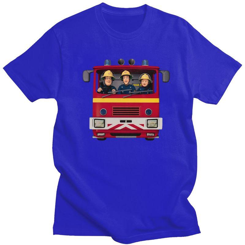 T-shirt Personalizzate Sam il Pompiere Uomo Cotone Puro Magliette Top T-shirt Maglietta Casual
