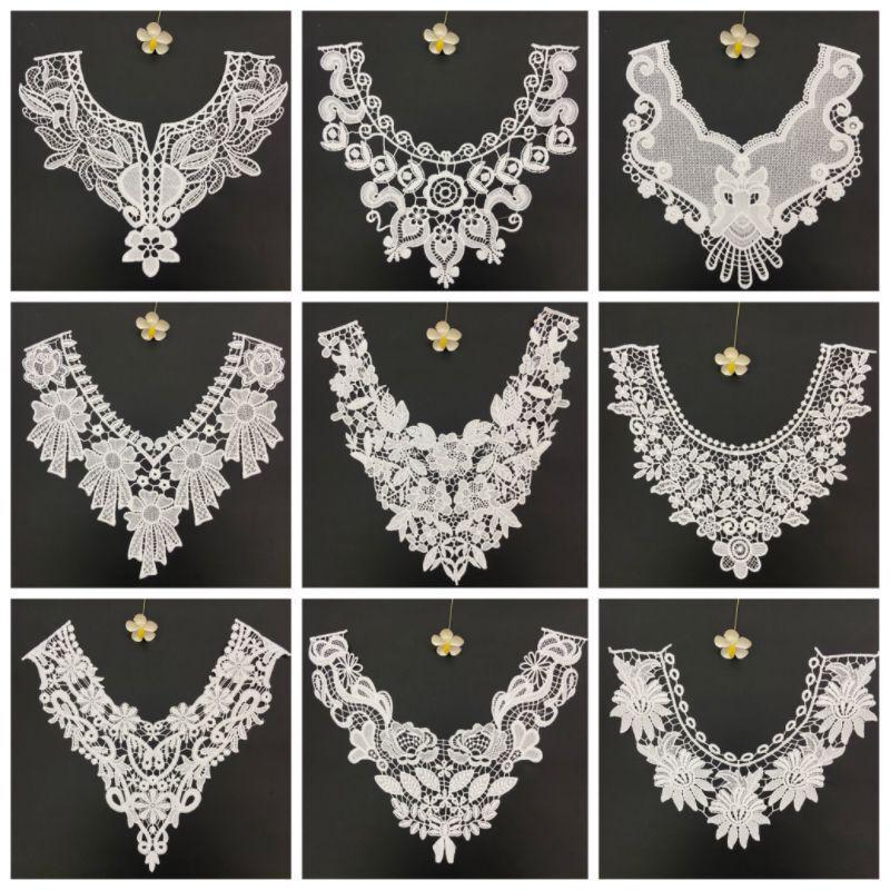 Mercerized Silk Lace Collar with 3D Embroidered Brooch