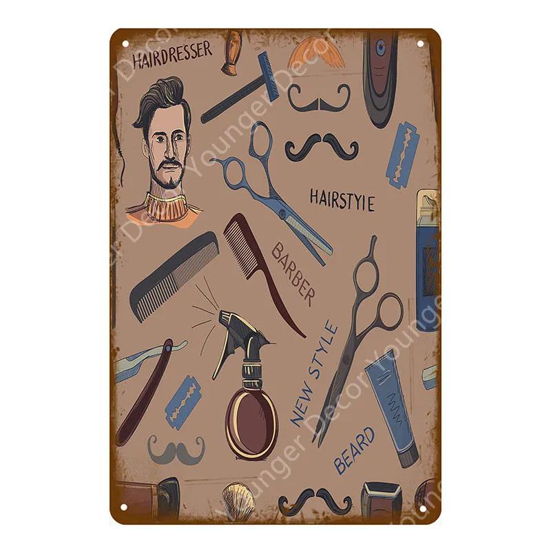 Vintage Barber Shop Tin Signs Hair Style tattoo Metal Poster Plate Cafe Bar College Dorm Decoration Plaque Home Wall Decor YJ072