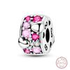 Design 925 Silver Heart Claw Print Bee Conch Text Shining Zircon Fixed 3mm Charms Beads DIY Jewelry Making