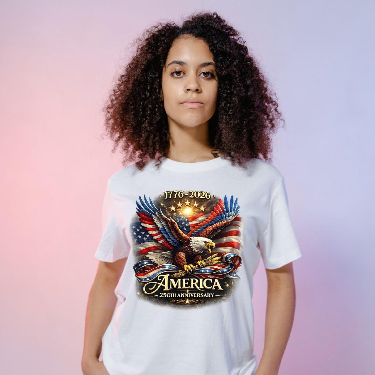 1776-2026 Eagle with American Flag T-Shirt | 250th Anniversary USA XL