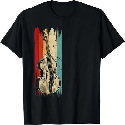 Upright Bass Graphic, Retro Double Bass Fiddle T-Shirt