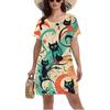 Funny 3D Cat Pattern Printed Dress Women Harajuku Streetwear Casual O-neck Short Sleeve Mini Dress Oversize 6XL Female Sundress
