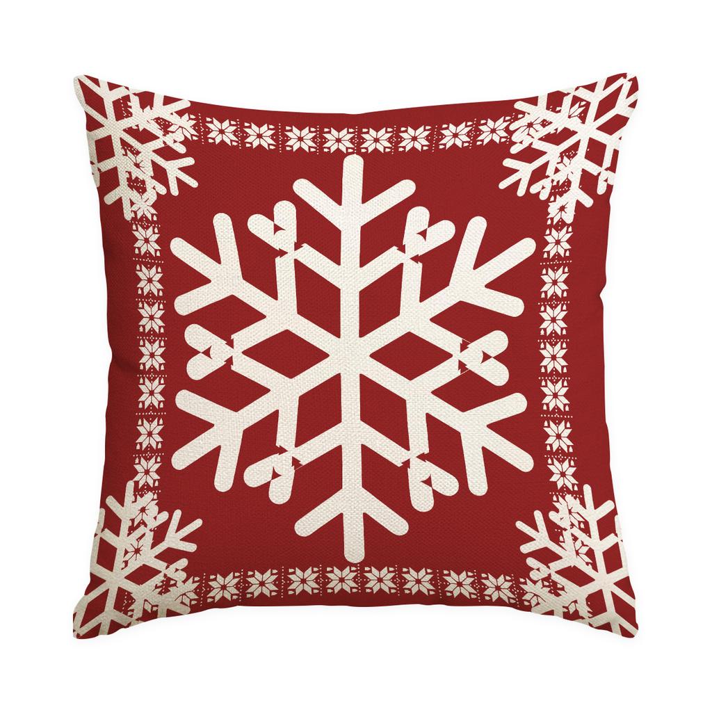 1/4Pcs Red Christmas Pillowcase, Multi Shaped Snowflake Cushion Cover, Holly Leaf Christmas Greeting Design, Party Decoration
