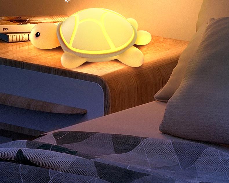 Turtle Silicone Night Light – USB Rechargeable, Cute Cartoon Design for Kids' Bedrooms