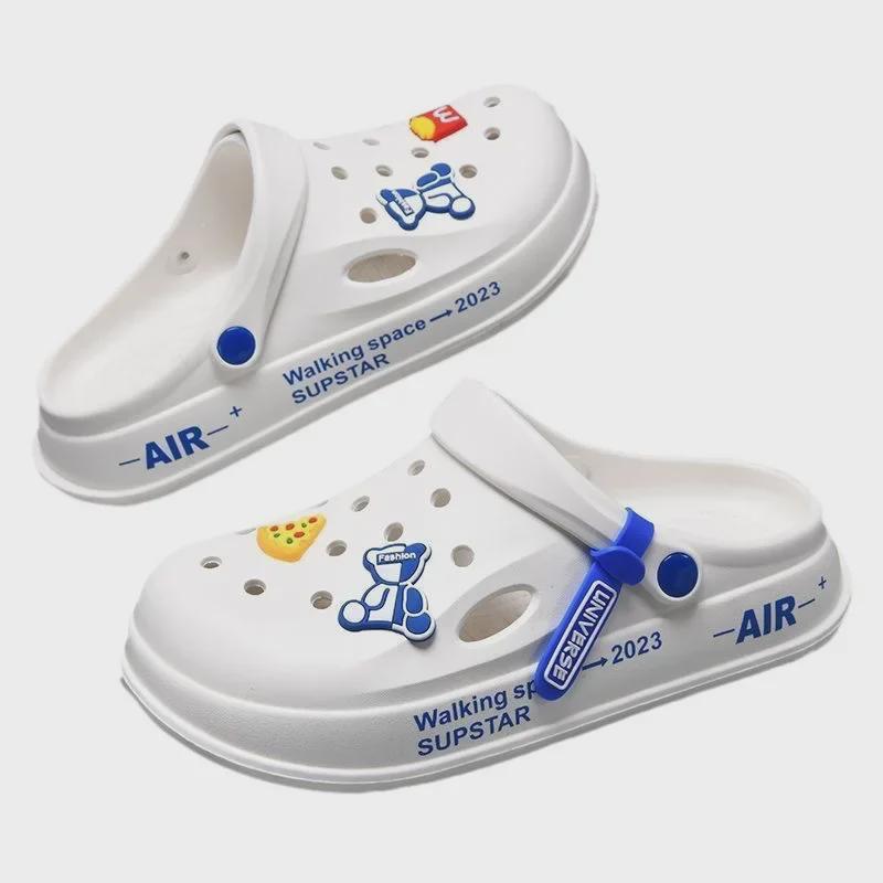 Papuci de plajă pentru bărbați 2025 cu talpă groasă, cu degete închise, antiderapați