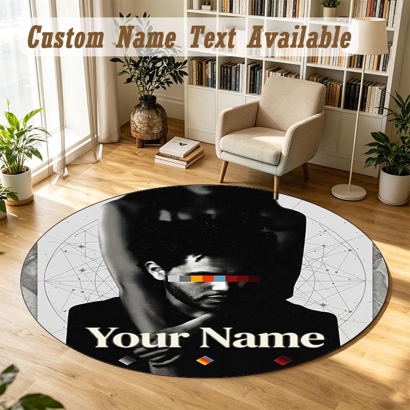 Round Rug Custom NameThe Weeknd Pattern Non Slip Carpet Home Floor Decor