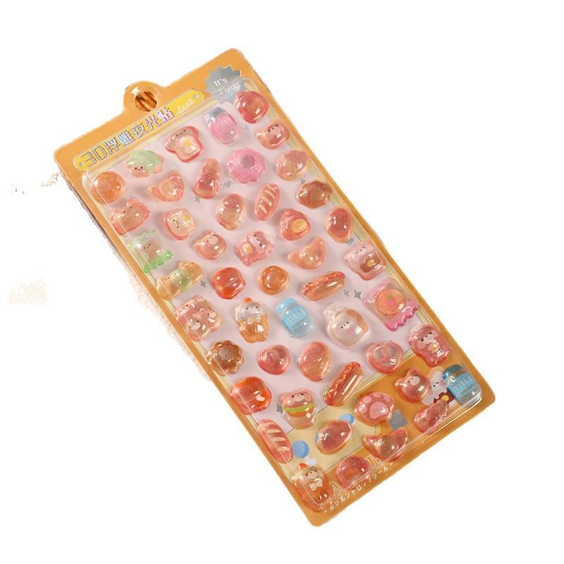Solid Style 3D Embossed Gem Crystal Stickers Cute Decorative Patterns for Mobile Phone Case DIY Craft Decoration Supplies