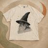Wizard Graphic Shirt: Black Halftone Fantasy Portrait On Comfort Colors