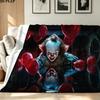 It Clown Print Flannel Blanket High Quality Warm Comfortable Cover for All Seasons Perfect for Gifts Home Decor