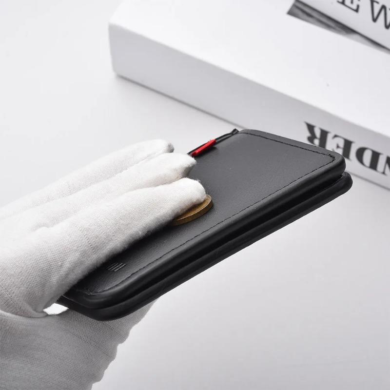 Men's Thin PU Leather Card Holder Slim Vertical Credit Card Wallet for Daily Carry Minimalist Design Holds Multiple IDs and Cash