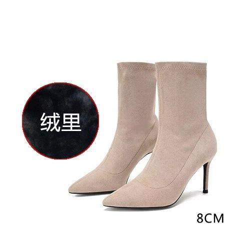Thin Heel High Heel Short Boots Children's New Pointed Suede Elastic Thin Boots In Autumn and Winter 2025 Thin Tube Socks Boots