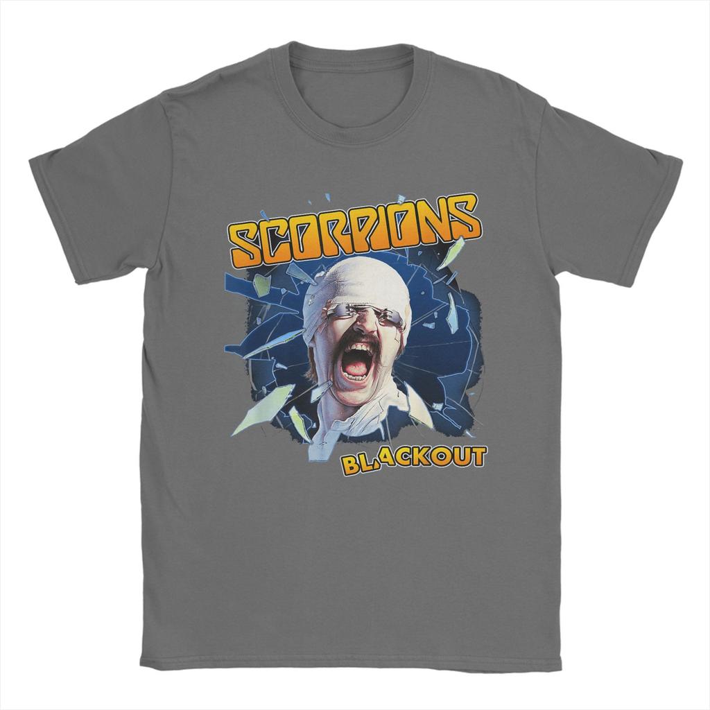 Scorpions Blackout T-Shirts for Men  Casual Pure Cotton Tees Round Collar Short Sleeve T Shirt Clothing