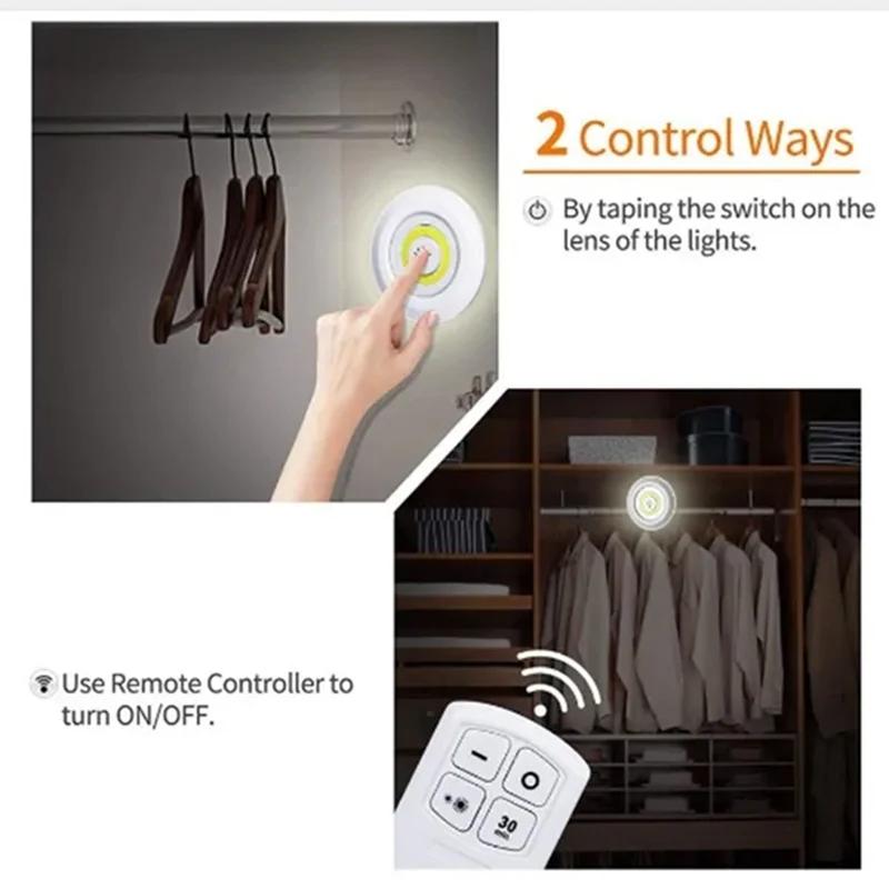 Smart Wireless LED Under-Cabinet Lights COB Night Light With Remote Control - Perfect For Wardrobe, Kitchen & More!