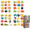 Dubonnet 12Pcs Wooden Cartoon Sun Fish Fridge Magnet Stickers Education Kid Toy Art Decor