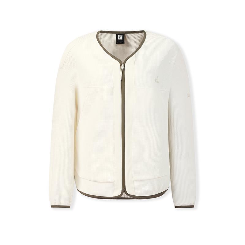 Fila Explore Fashion Minimalist Casual Outdoor Versatile Comfortable Loose Jacket Women Jackets Mother-Of-Pearl-White A11W617502FIV