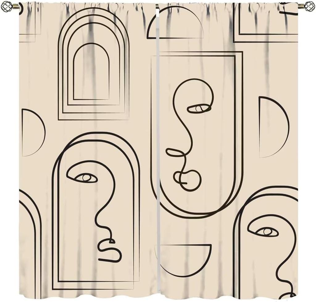 Modern Black White Window Curtains Minimalist Line Abstract Art Treatments Style Dcor Drapes Living Bedroom Nordic Made Of Polyester Decor Treatment