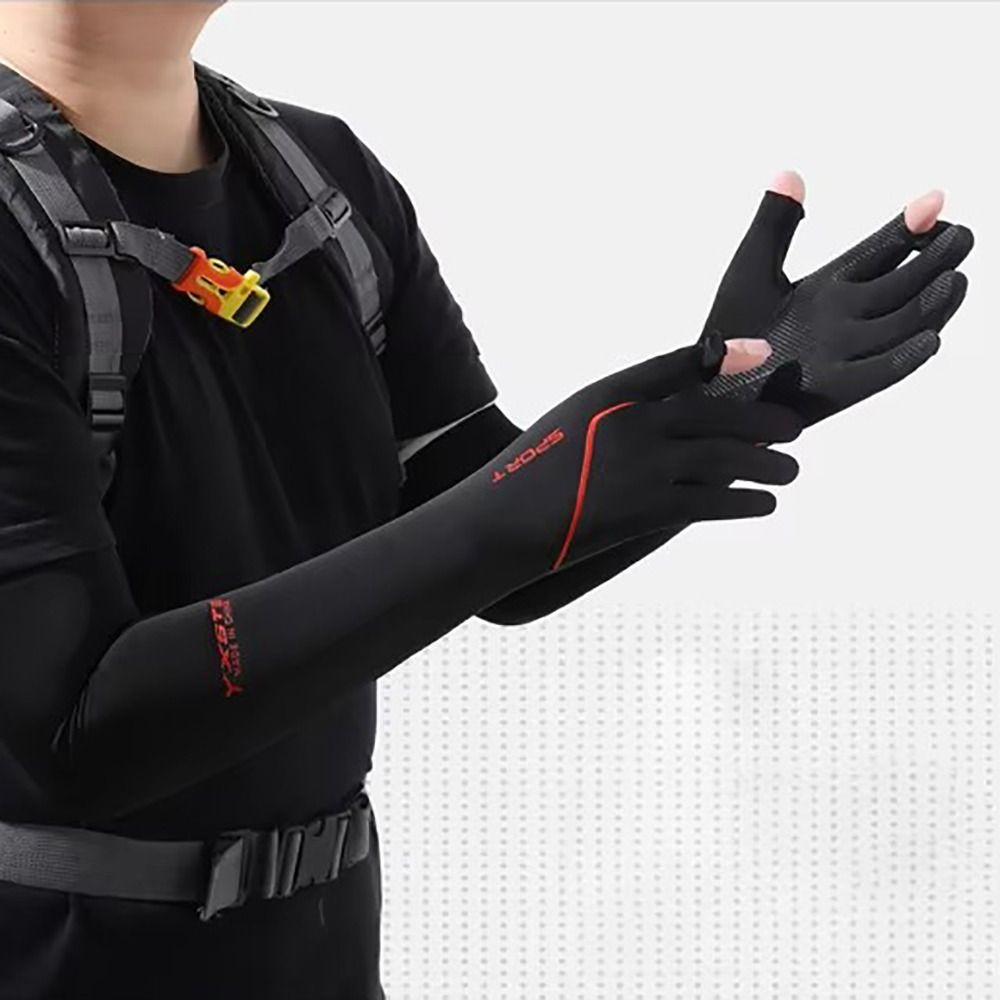 Breathable Long Arm Sleeves Cooling Ice Silk Sleeves Quick-Dry Sun Protection Sleeves Fishing